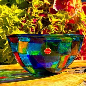 Angelo Ballarin Pezzato Murano Italy Art Glass Bowl